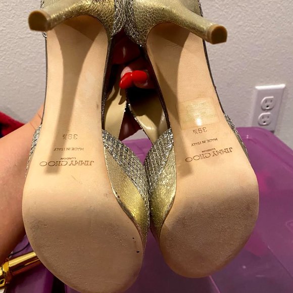 Jimmy Choo Gold Heels - Picture 2 of 7